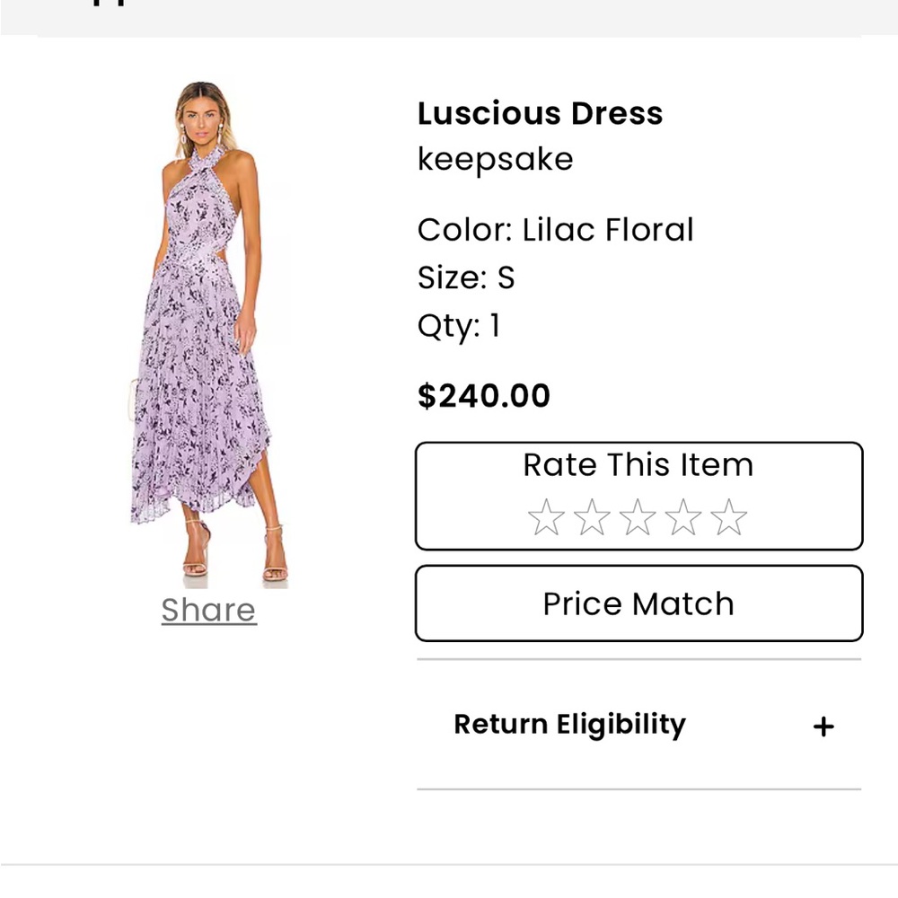 KEEPSAKE Lavender Floral High Low “Luscious Dress”